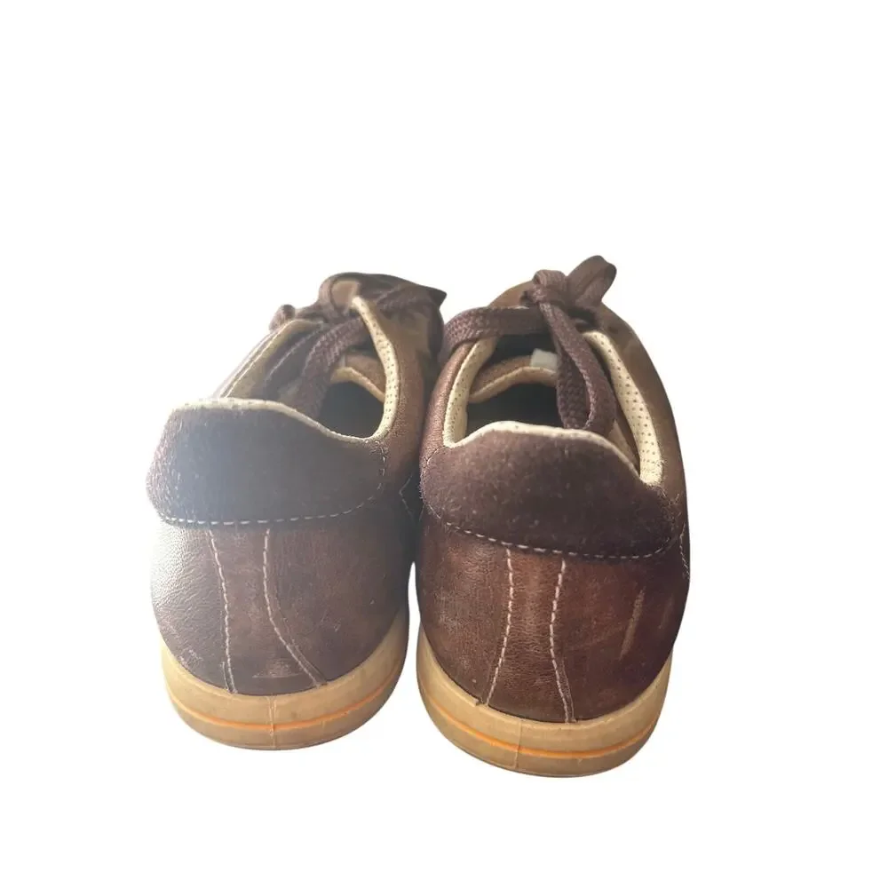 Ecco Golf Shoes Men's 7 40 Brown Leather Low Top Athletic Spikeless Sneakers z1